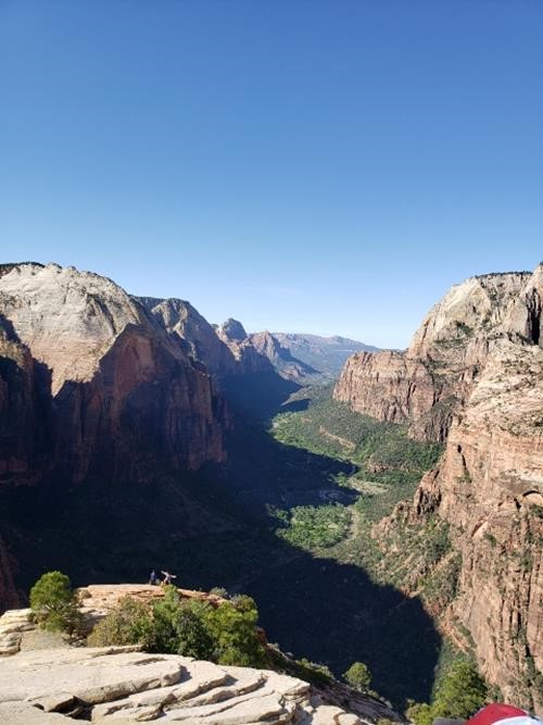The view down Zion Canyon from Angel's Landing