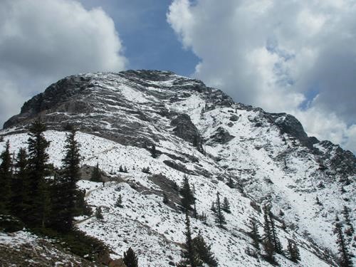 Snowy summit block of Mount Baldy