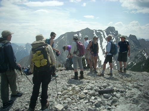 Settling down for lunch on the summit