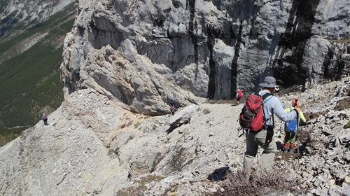 Descending scramble section below crux step