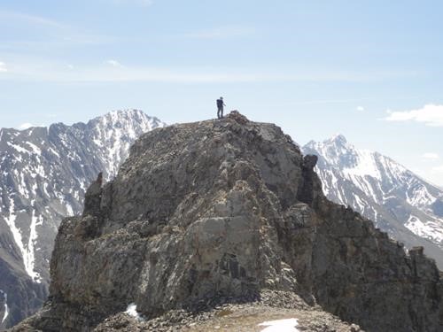 Brian on small peak north of lunch spot