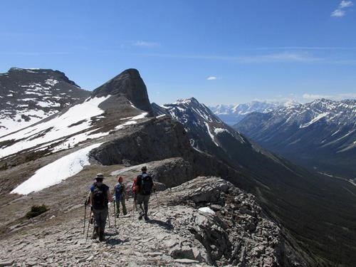 On the ridge with our destination to the upper left
