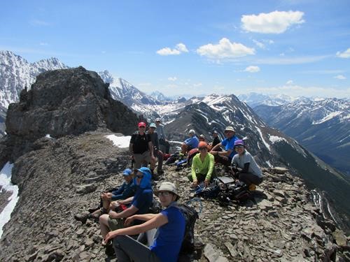 Enjoying lunch at the high spot on the ridge