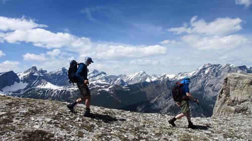 Mike and guest traversing back across the ridge