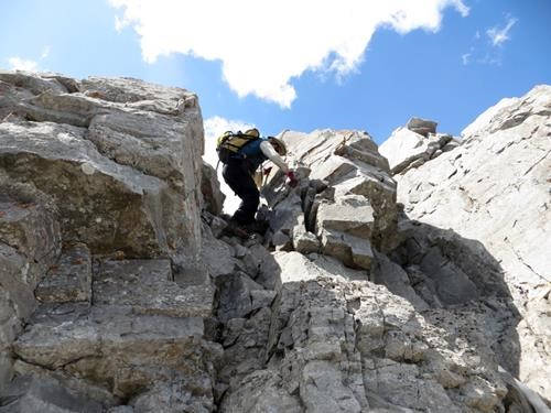 Jeanette making her way down from the Ridge
