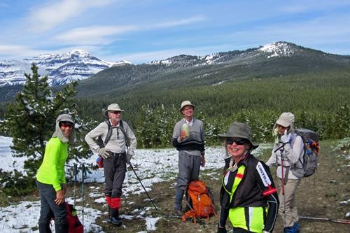 Rest stop at first view of Surveyor's ridge in back ground.
