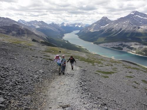 Ramblers on upper trail to Windtower: note the trail is now well defined throughout