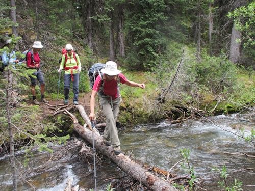 Katrin displays her nimbleness crossing Commonwealth Creek