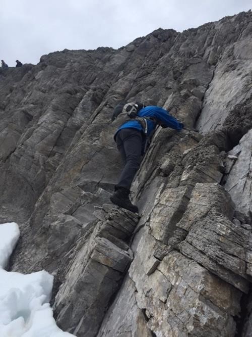 Bruce descending the crux