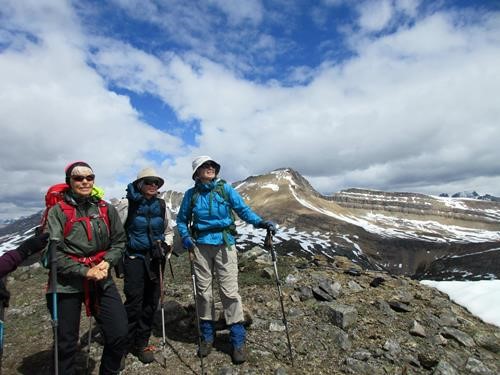 Alda, Jan and Jane enjoying the views from subpeak 3