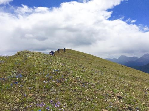 Ingrid taking some photos as we headed along the ridge of the first hill.