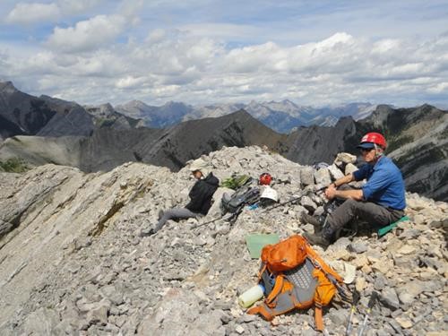 Terry and Bruce enjoy lunch on the summit of Mt. Mary Barclay