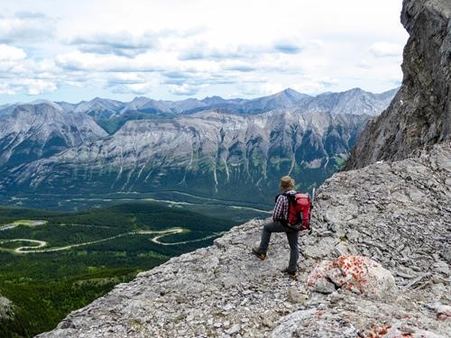 Bill checks out the view at the col.