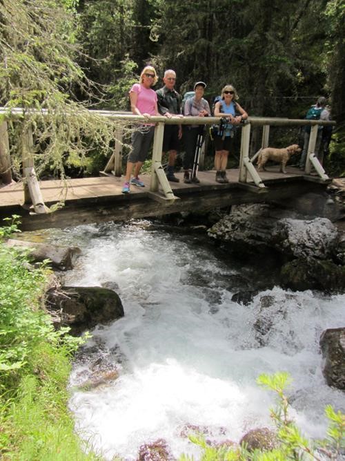 Karen (guest), John, Deb and Barb above a gushing Galatea creek Karen (guest), John, Deb and Barb above a gushing Galatea creek