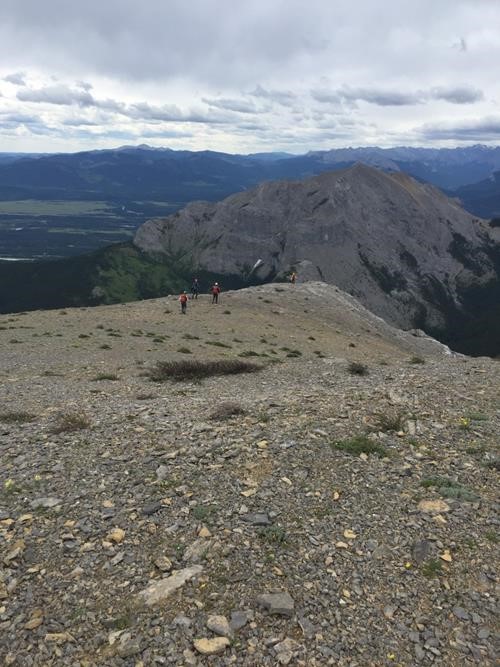 Starting our descent. Yamnuska in the background