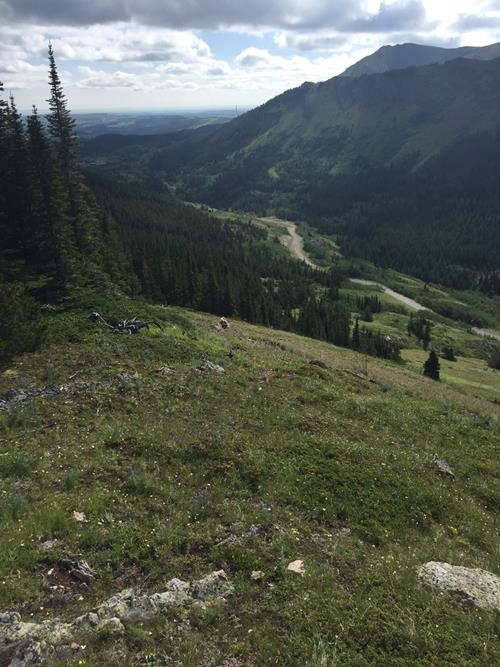 Looking ESE as {212 d mu} starts up the slope