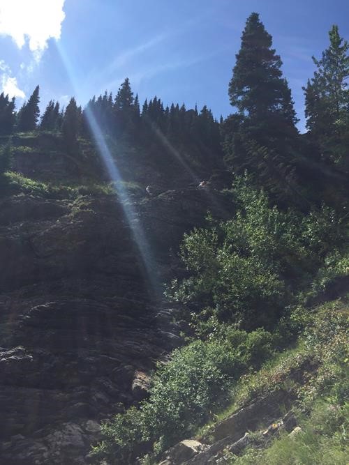 Encountering cliffs near the bottom of the drainage