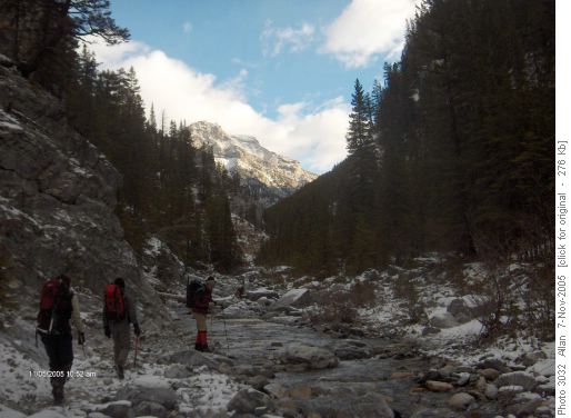 Cougar Creek is slippery with snow