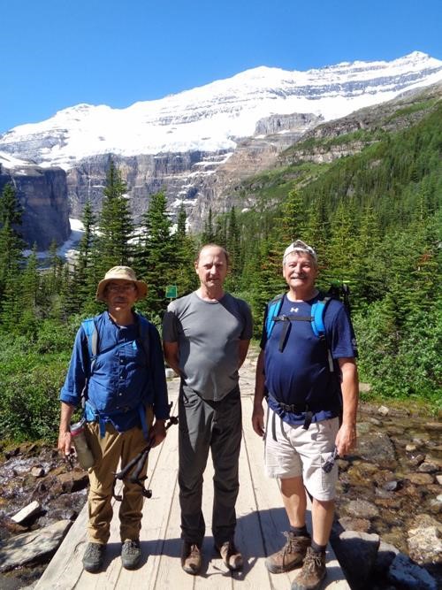 Lenard, Ross, and Bart enjoying wonderful Plain of Six Glaciers hike.