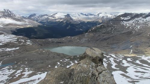 The headwaters of Takakkaw Falls below