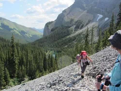 Up the scree trail above the 1st lake