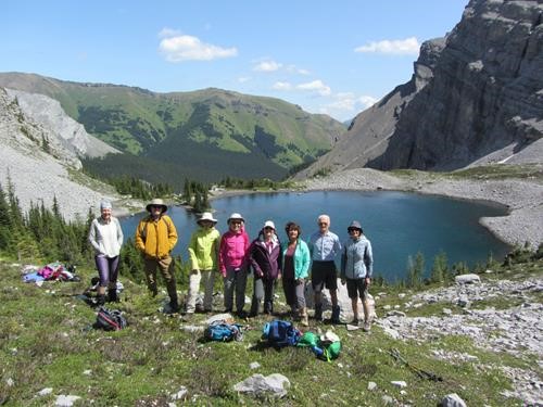 Most of the gang at the lunch spot above the 3rd Memorial Lake