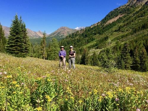David and Sonja as we enter the Purple Bowl meadows with Richardson Ridge in the background