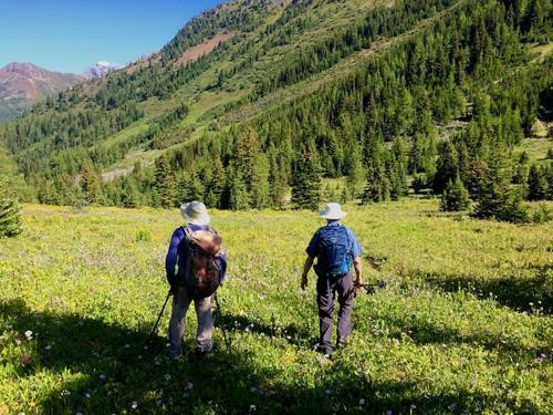 David and Doug proceeding up Purple Bowl meadows
