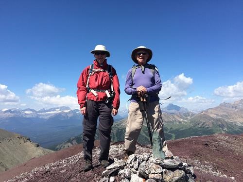Doug and David at the windy top of Purple Peak with Mt Niles in the distance on the left