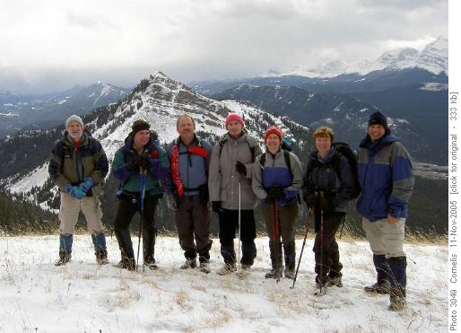 Ivan, Mark, Carl, Peter, Sandy, Susan and Cornelis on Cat Ck Hills Ridge, Junction Hill in background