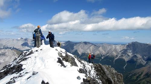Enjoying the views on the summit of Storm Mountain