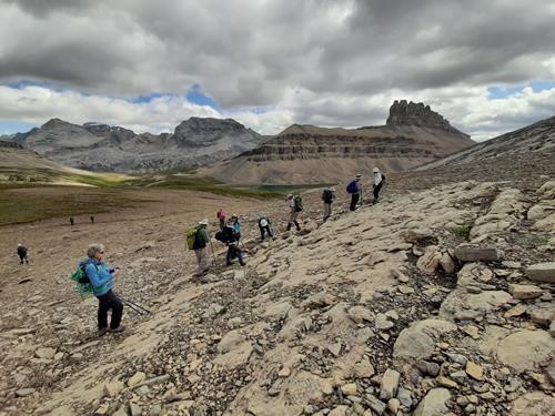 Stromatolite Reef Outcrop. Dolomite Peak (2960m) in the background. Stromatolite Reef Outcrop. Dolomite Peak (2960m) in the background.