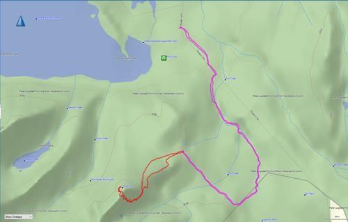 GPS Track to The Turret. Bike portion is magenta and scramble is red. 