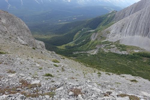 Looking back down the ascent route
