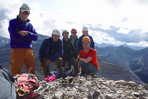 Summit Junction mountain: John, Manfred, Brian, Damian, Bill and Sebastiaan.