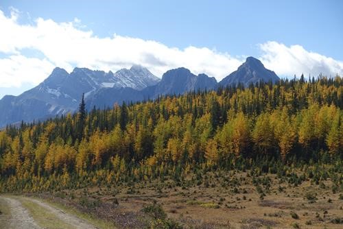High point with Tombstone Mountain and Mount Rae