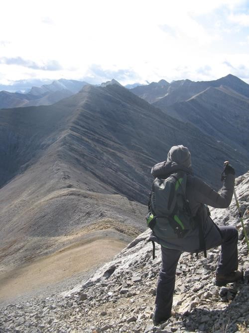 Looking down to the col and peak #6