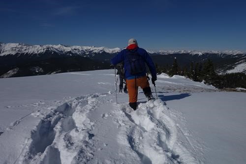 Postholing to get to a bare lunch spot