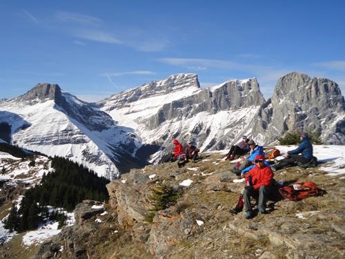 Lunch on Wind Ridge, 3 Sisters mountains behind. 