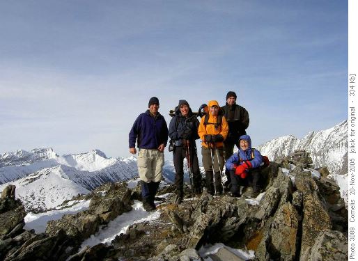 Cornelis, Susan, Karen, Damian and Jeannine on Mt Lipsett Summit