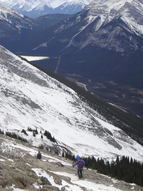 Ramblers descend the upper trail of Ha Ling in late October 2019