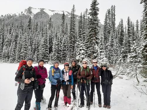 Ramblers at Rawson Lake. The ridge we were just visiting is behind us.