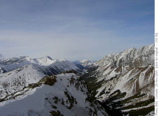 View from Mt Lipsett (2580m), Elk Range, Highwood Pass and Storm Mt (3095m)