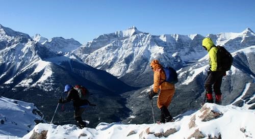 Leaving the summit of Wasootch Peak