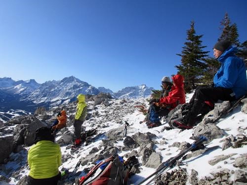 Our pleasant lunch spot on the upper ridge out of the wind 