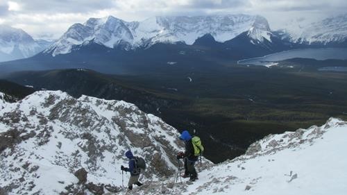 Leaving the summit of Mount Roberta