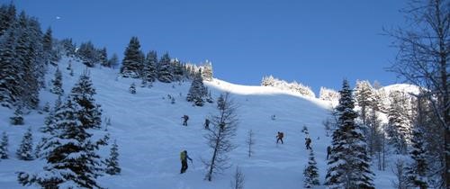 Heading up the SW slope of Pocaterra Ridge (photo from Arnold)
