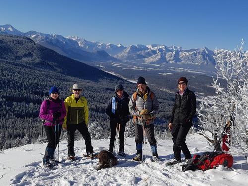 Group at scenic lunch spot at top of Eagle Hill
