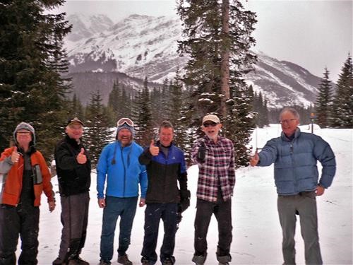 Gord (in blue, goggles) gets a well deserved thumbs up on his first trip as coordinator from happy Ramblers.