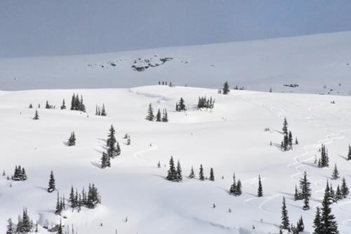 skiing above the hut